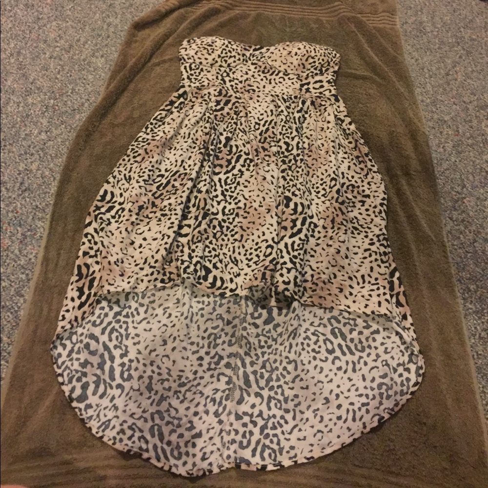 High low Cheetah strapless dress